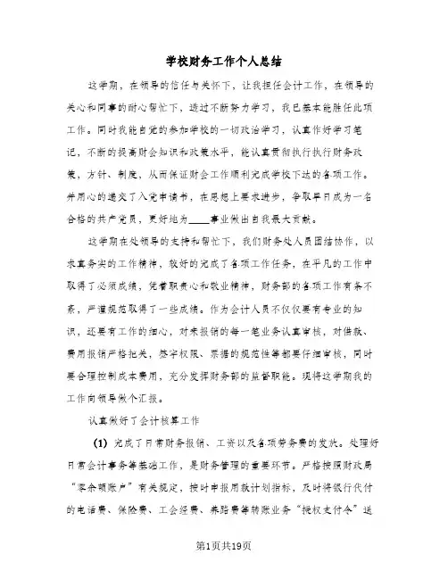 2024年学校财务工作个人总结（6篇）