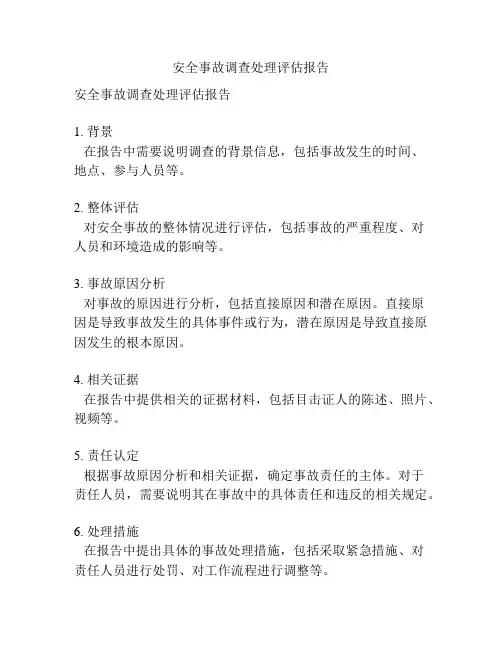安全事故调查处理评估报告