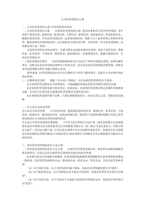 公司经济类型怎么填