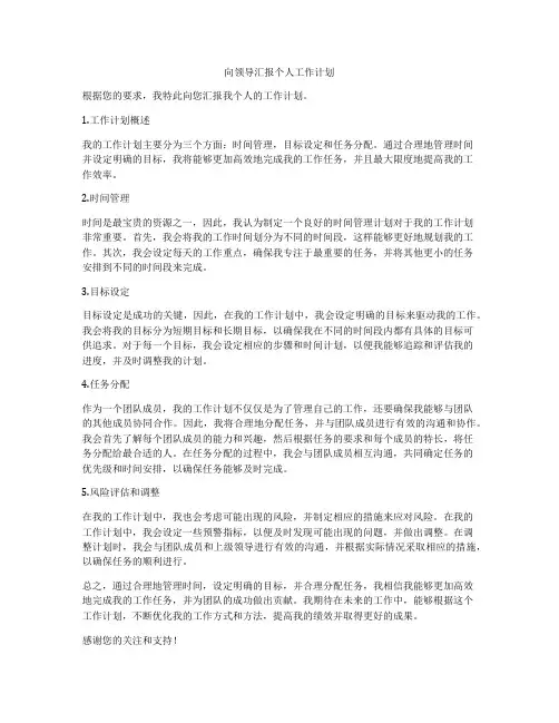 向领导汇报个人工作计划