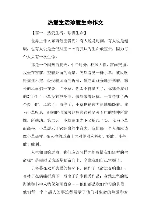 热爱生活珍爱生命作文