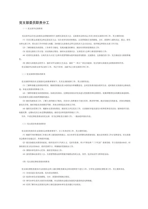 党支部委员职责分工