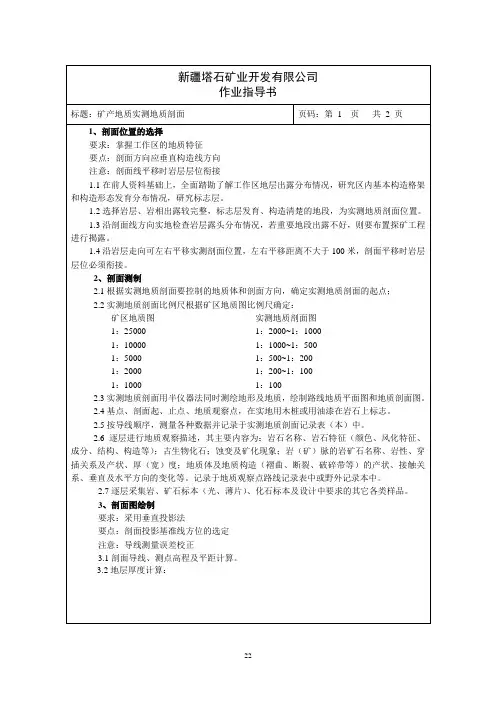 矿产地质实测地质剖面