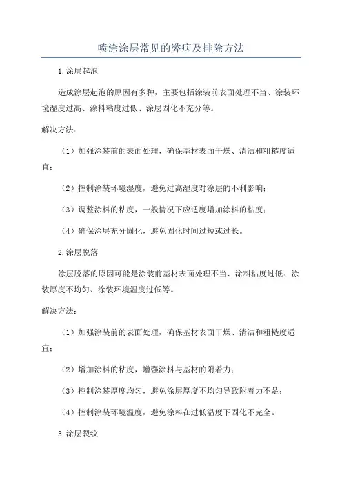 喷涂涂层常见的弊病及排除方法