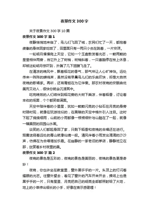 关于夜景作文300字10篇