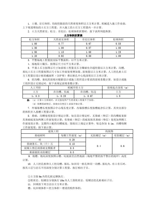 重庆市08定额土石方工程计算规则