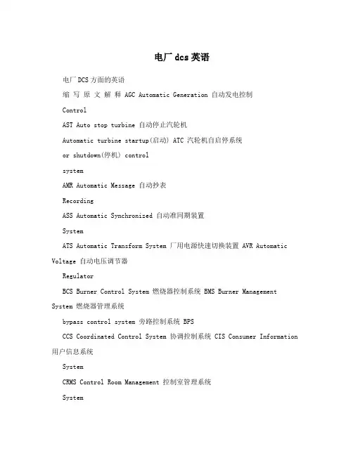 电厂dcs英语