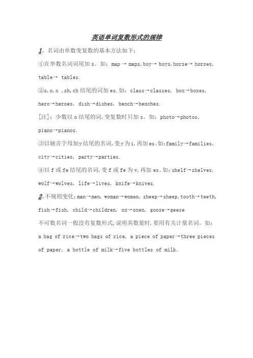 英语单词复数形式的规律