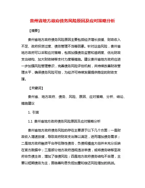 贵州省地方政府债务风险原因及应对策略分析