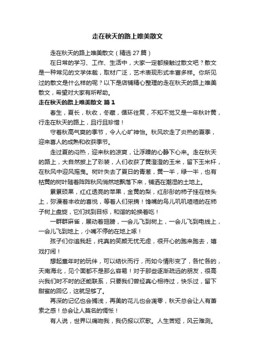 走在秋天的路上唯美散文