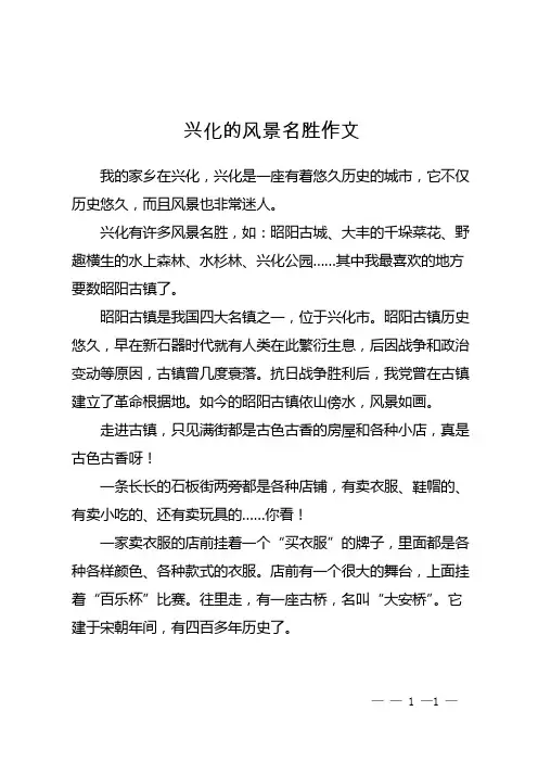 兴化的风景名胜作文