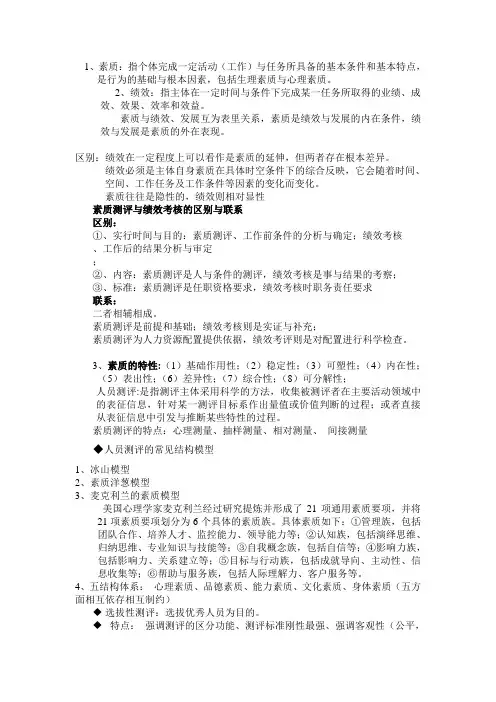 人员素质测评笔记整理