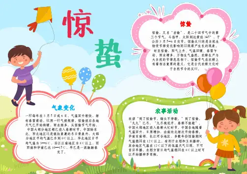 二十四节气惊蛰节气A4小报