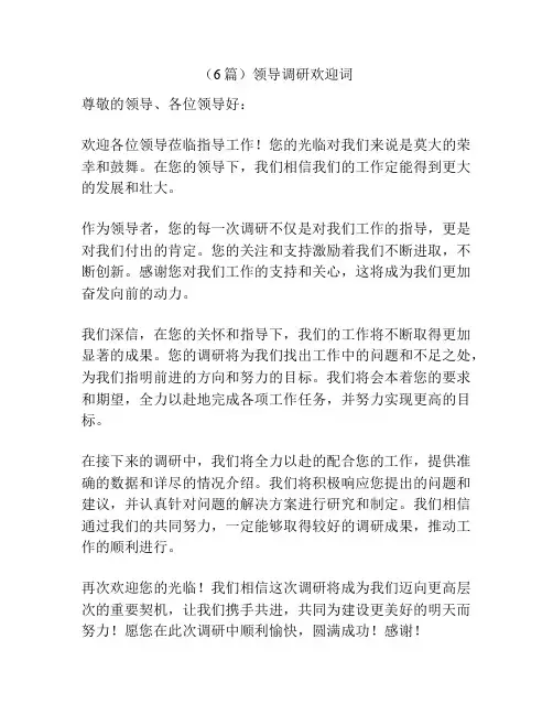 (6篇)领导调研欢迎词