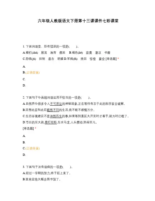 六年级人教版语文下册第十三课课件七彩课堂