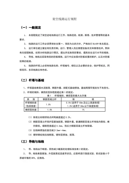 架空线路运行规程