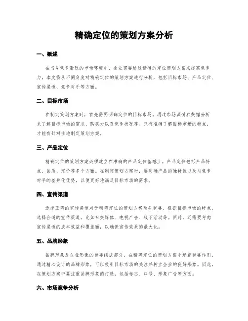 精确定位的策划方案分析