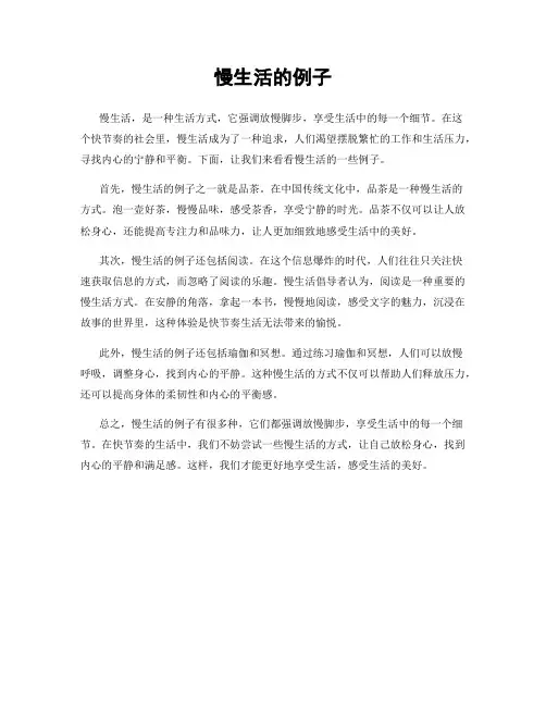 慢生活的例子