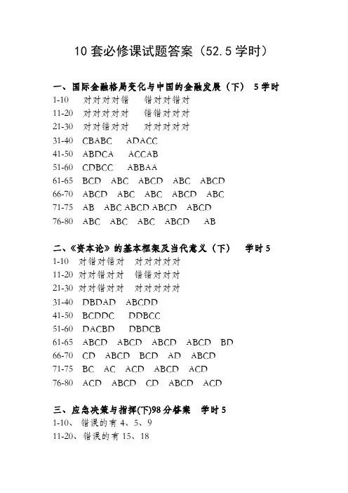 2016年最新最全山东干部学习平台10套必修课试题答案,共52.5学时