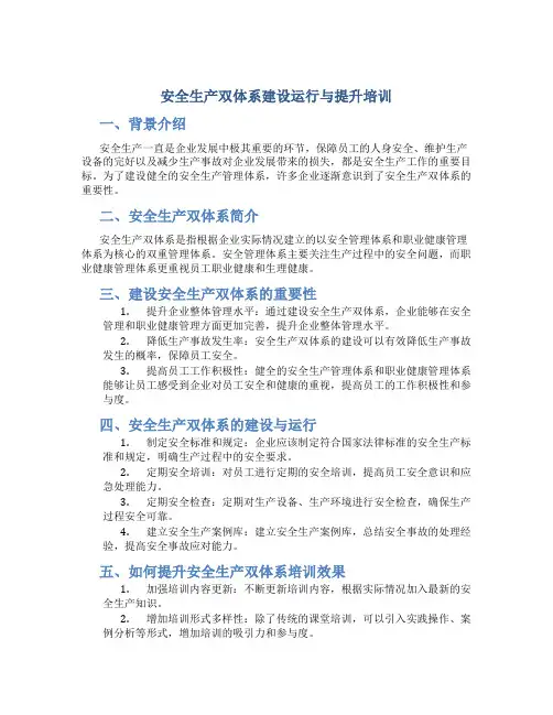 安全生产双体系建设运行与提升培训