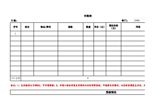 申购表