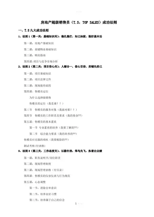 房地产超级销售员培训目录(九五至尊)