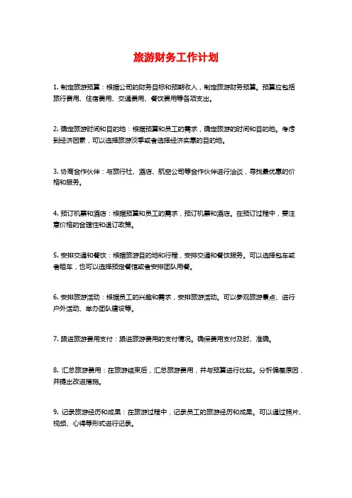 旅游财务工作计划