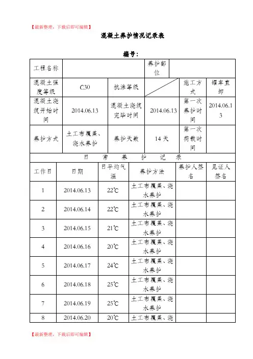 混凝土养护记录(精编文档).doc