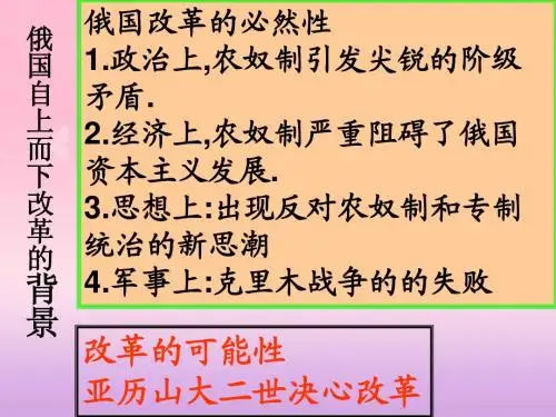 选修 改革 专题七 第二节：自上而下的改革