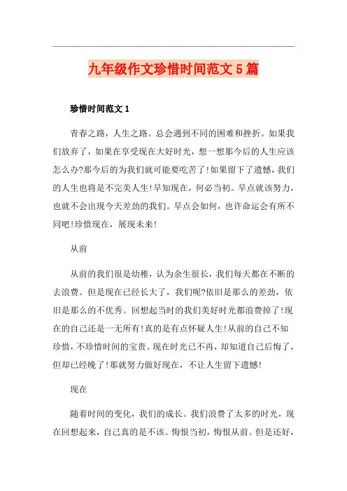 九年级作文珍惜时间范文5篇