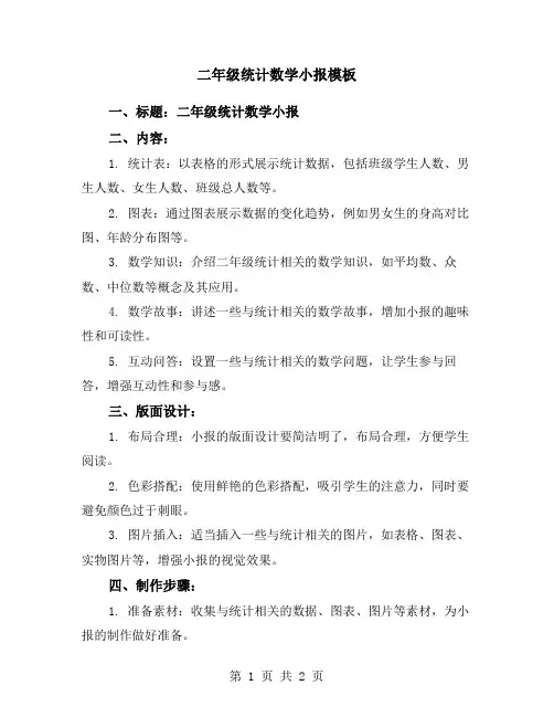 二年级统计数学小报模板