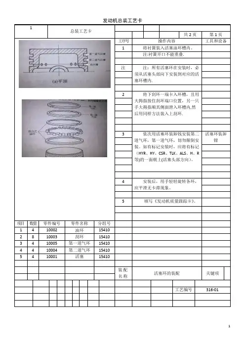 发动机装配工艺卡