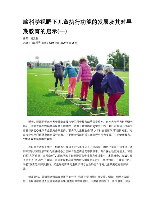 脑科学视野下儿童执行功能的发展及其对早期教育的启示(一)