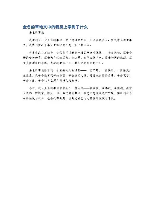 金色的草地文中的我身上学到了什么