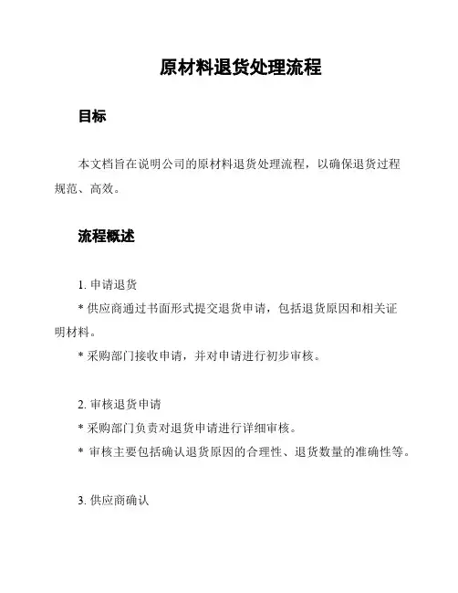 原材料退货处理流程