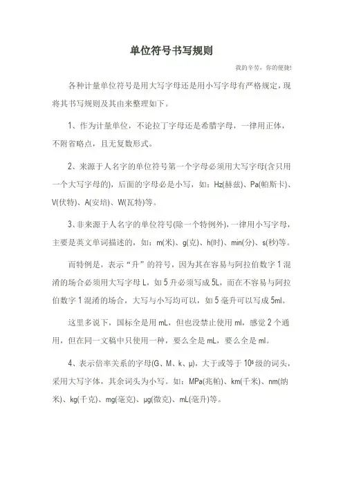单位符号书写规则