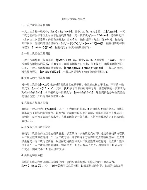 曲线方程知识点总结