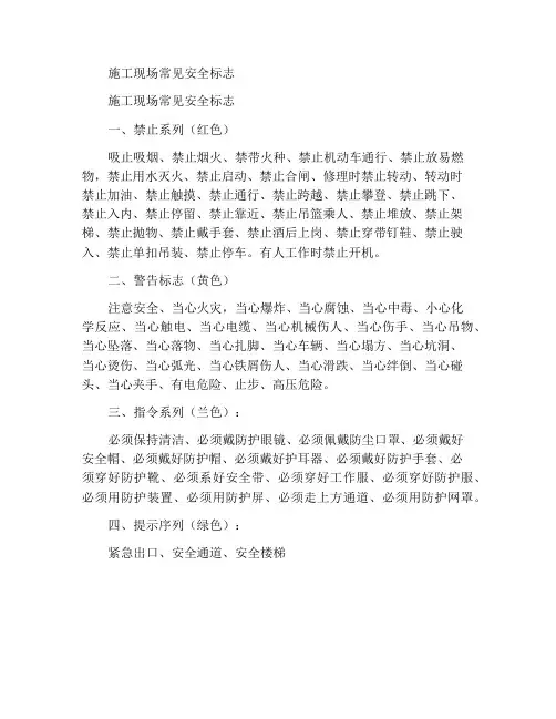 施工现场常用安全标志
