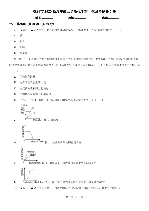 株洲市2020版九年级上学期化学第一次月考试卷C卷