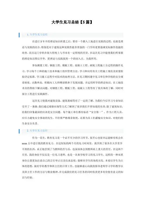 大学生见习总结【5篇】