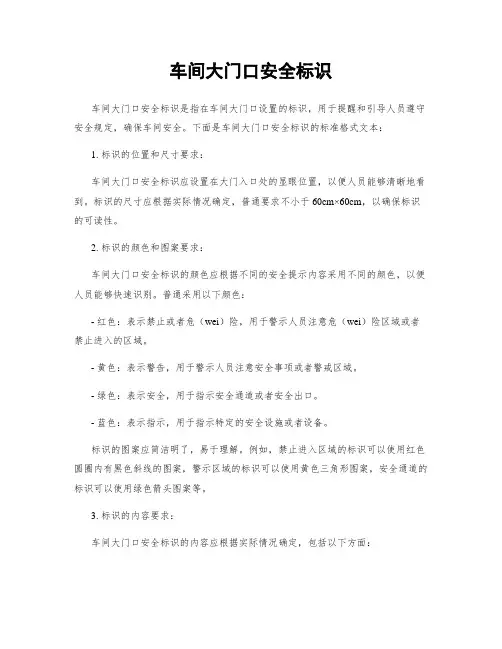 车间大门口安全标识