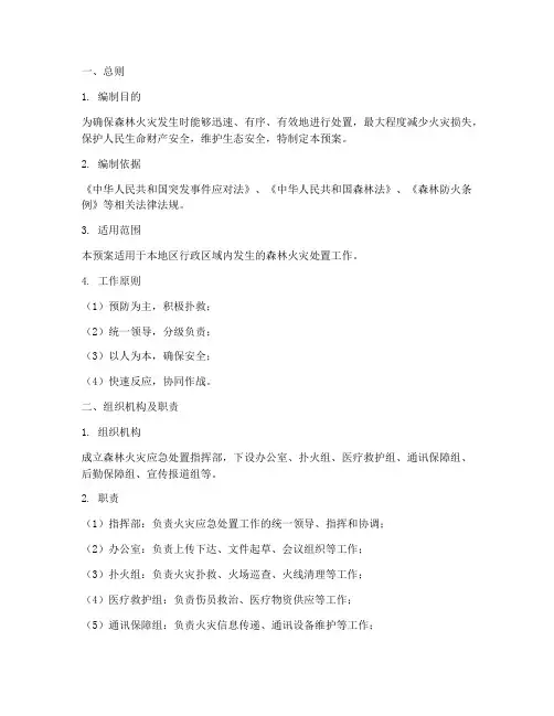 森林消防火灾处置预案模板