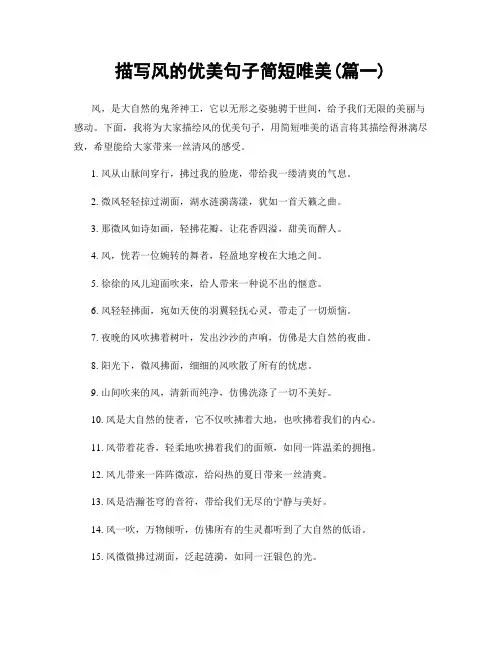 描写风的优美句子简短唯美(精选合集2篇)