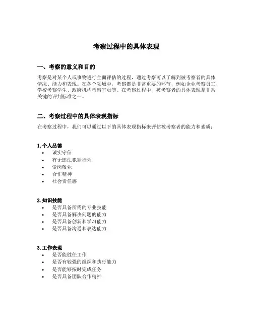 考察过程中的具体表现