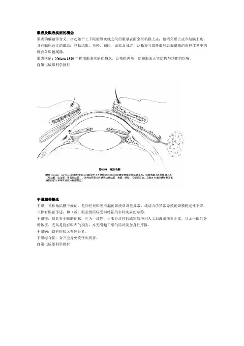 眼表及眼表疾病的概念