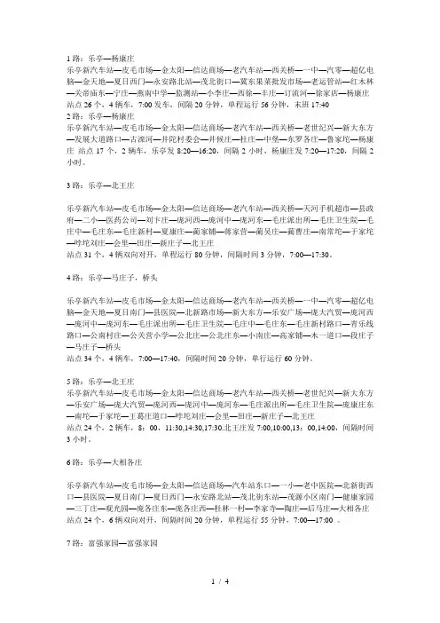 乐亭县公交路线及站点