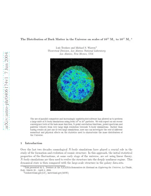 The Distribution of Dark Matter in the Universe on scales of 10 10 M ⊙ to 10 15 M ⊙ a