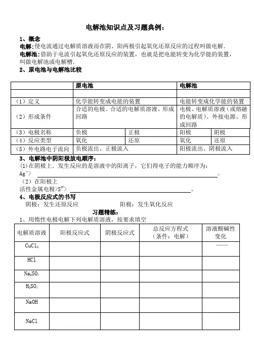 电解池知识点及习题