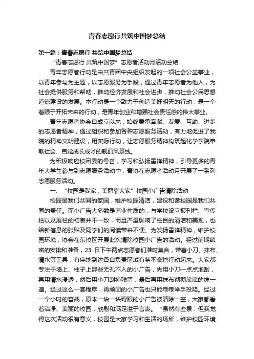 青春志愿行共筑中国梦总结
