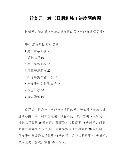 计划开、竣工日期和施工进度网络图